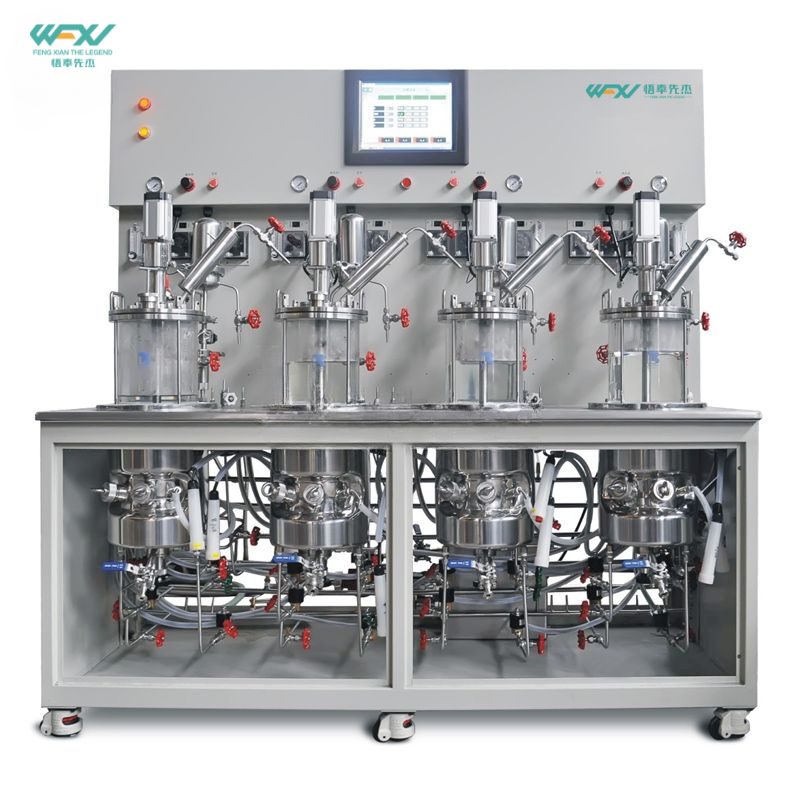 In Situ Sterilization Mechanical Mixing Quadruple Glass Fermenter