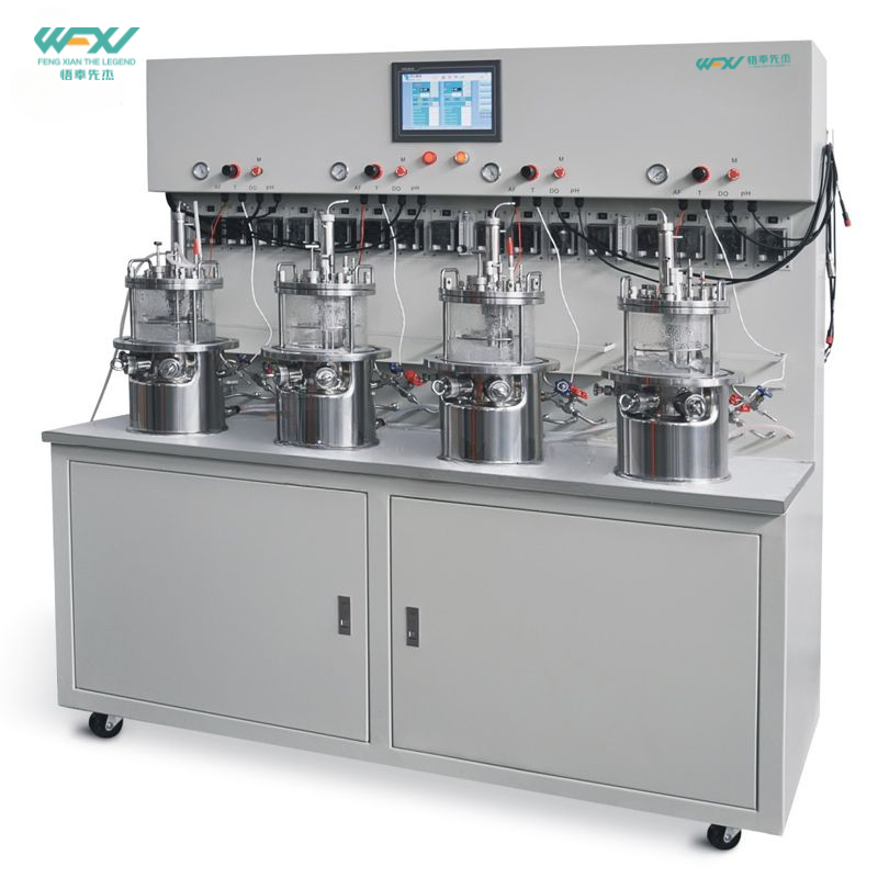 In Situ Sterilization Magnetic Mixing Quadruple Glass Fermenter